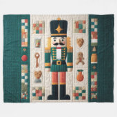 Couverture Polaire Casse-noisettes de Noël à couture polaire Turquois (Devant (Horizontal))