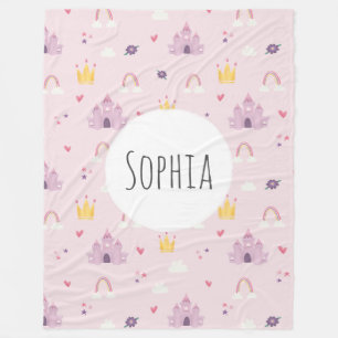 Couverture Polaire Castle Princess Rose, Arc-en-ciel, Motif de la Cou