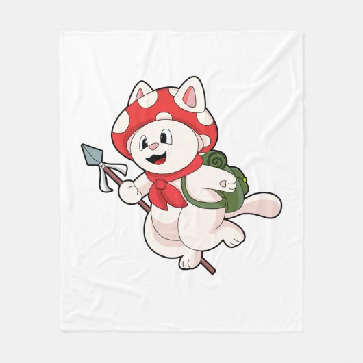 Couverture Polaire Cat as Mushroom picker with Mushroom (Devant)
