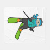 Couverture Polaire Cat as Skier with Ski (Devant (Horizontal))