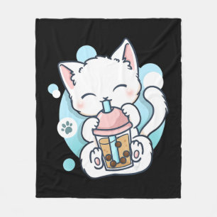 Couverture Polaire Cat Boba Tea Bubble Tea Kawaii Anime Japanese Neko