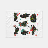 Couverture Polaire Cat Christmas Light Reindeer Santa Christmas Cat L (Devant (Horizontal))