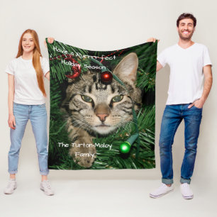 Couverture Polaire Cat Christmas Tree Nom Fête Parfaite Noël