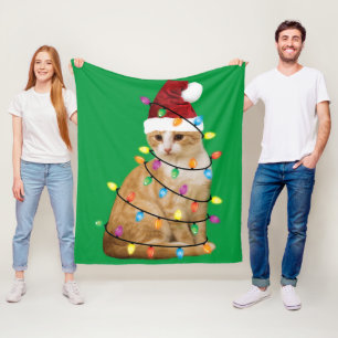 Couverture Polaire Cat Christmas Tree Père Noël Funny Xmas Amoureux d
