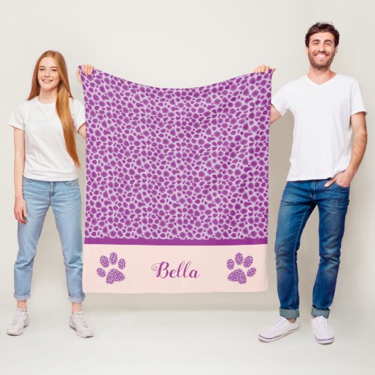 Couverture Polaire Cat Dog Pet Purple Leopard Peau Toison Blanket (En situation)