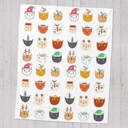 Couverture Polaire Cat drôle Blanche de Noël