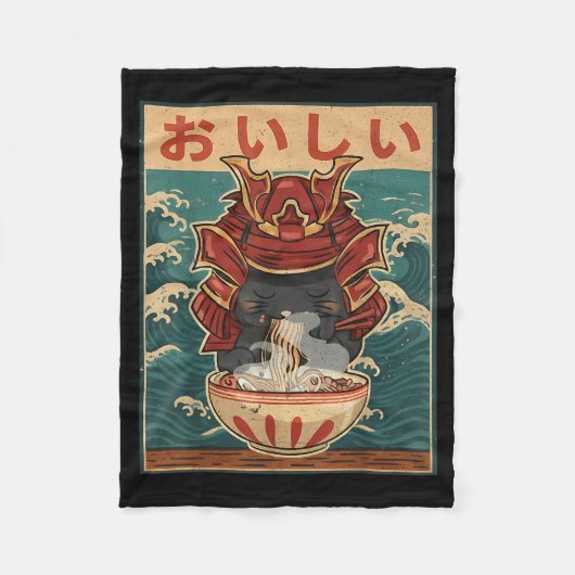 Couverture Polaire Cat Eating Ramen For Men Women Teens Girls Kawaii (Devant)
