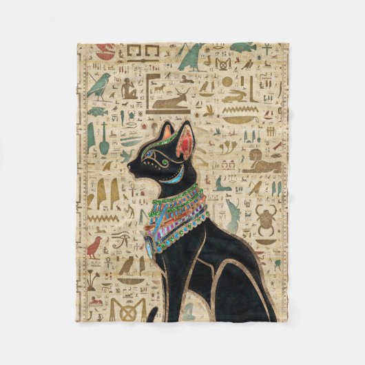 Couverture Polaire Cat égyptien - Bastet sur le papyrus (Devant)
