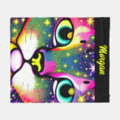 Couverture Polaire Cat Face Close Pop Art (Devant (Horizontal))