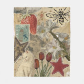 Couverture Polaire Cat Floral Collage Pattern – Cute Artistic Design (Devant)