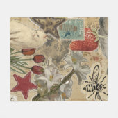 Couverture Polaire Cat Floral Collage Pattern – Cute Artistic Design (Devant (Horizontal))