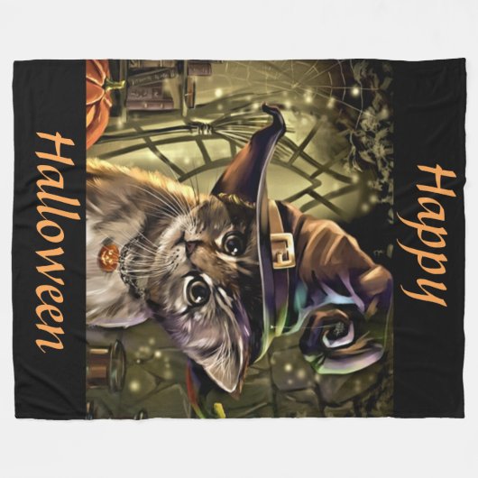 Couverture Polaire Cat Halloween (Devant (Horizontal))