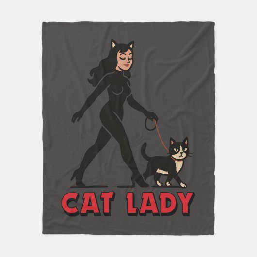 Couverture Polaire Cat Lady - Tuxedo Cats Lover - Comic Art Graphic (Devant)