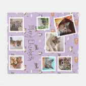 Couverture Polaire Cat Lilac Photo Collage Moderne Violet (Devant (Horizontal))
