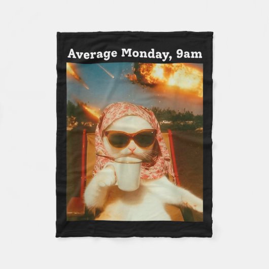 Couverture Polaire Cat Meme Average Monday 9am Funny Sarcastic Back T (Devant)