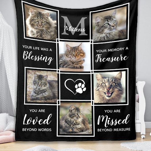Couverture Polaire Cat Memorial Cadeau animal de compagnie Perdre Poè
