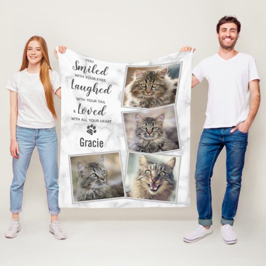 Couverture Polaire Cat Memorial Pet Perdre Photo Collage (En situation)