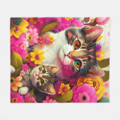 Couverture Polaire Cat-mère coloré et Cat-chat polaire (Devant (Horizontal))