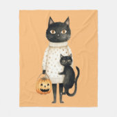 Couverture Polaire Cat noir et blanc Citrouille Halloween (Devant)