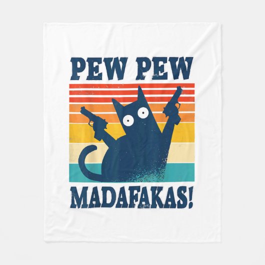 Couverture Polaire Cat Pew Pew Madafakas Crazy Cat Gun (Devant)
