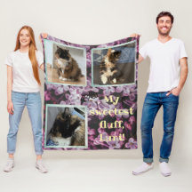 Cat photo collage purple flower fleecedecke