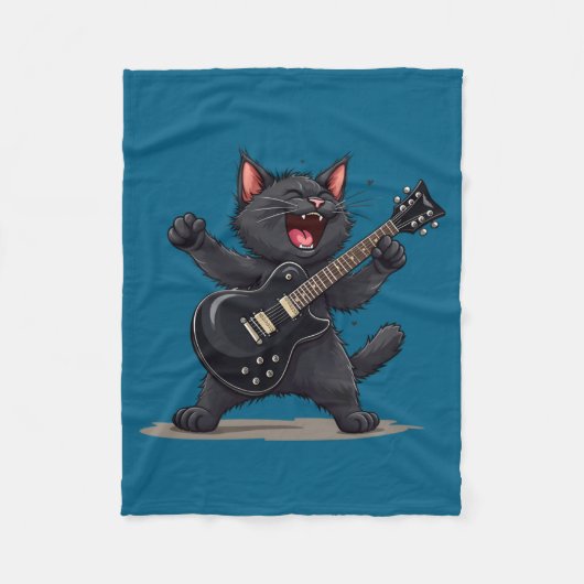 Couverture Polaire Cat Playing Guitar Rock And Roll Rock Star Funny  (Devant)