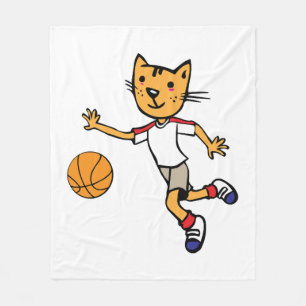 Couverture Polaire Cat Plays Basketball, Basketball Sports Jersey