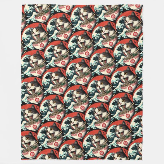 Couverture Polaire Cat Ramen Japanese Art Vintage Style (Devant)