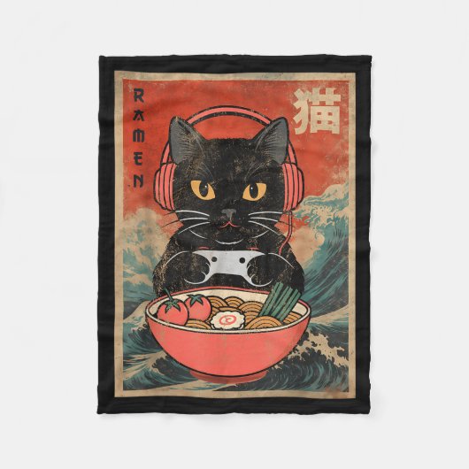 Couverture Polaire Cat Ramen Japanese Funny Graphic Kawaii Anime (Devant)