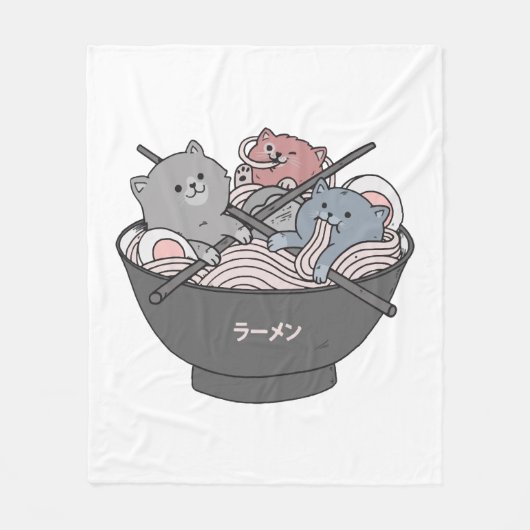 Couverture Polaire Cat Ramen Kawaii (Devant)