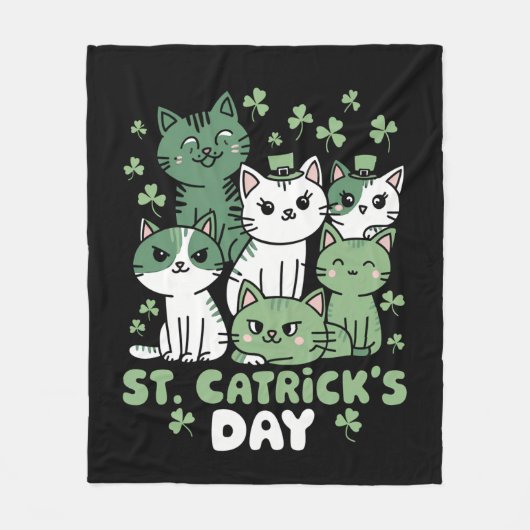 Couverture Polaire Cat St Patrick's Day Funny Catrick's Day (Devant)