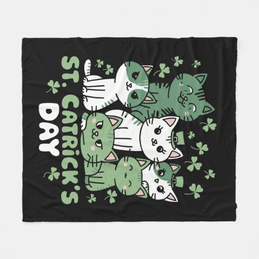 Couverture Polaire Cat St Patrick's Day Funny Catrick's Day (Devant (Horizontal))