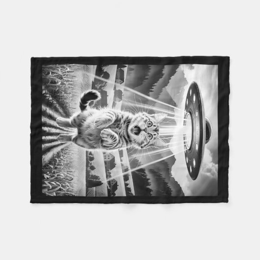 Couverture Polaire Cat Ufo Alien Abduction Funny Graphic Tees Men Wom (Devant (Horizontal))