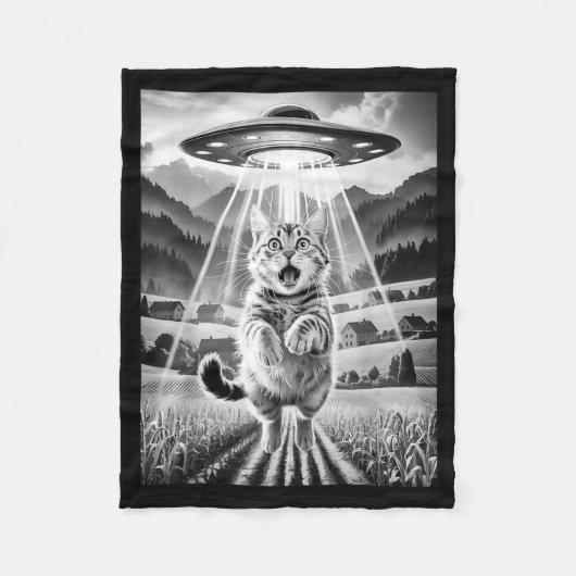 Couverture Polaire Cat Ufo Alien Abduction Funny Graphic Tees Men Wom (Devant)
