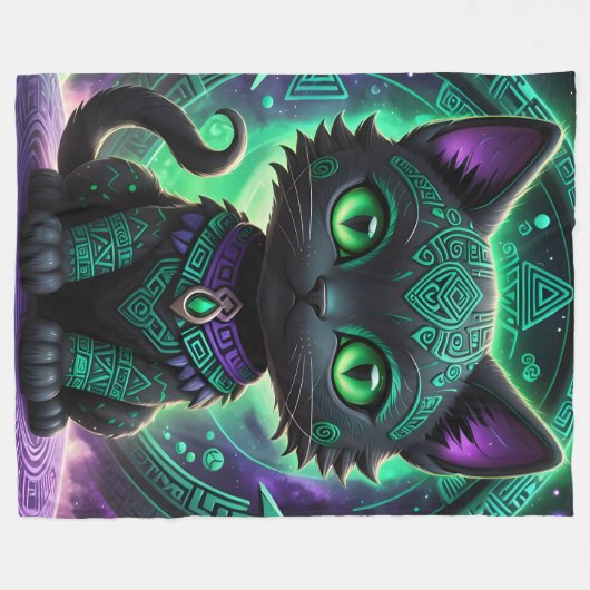 Couverture Polaire Cat vert Rune Blanche (Devant (Horizontal))