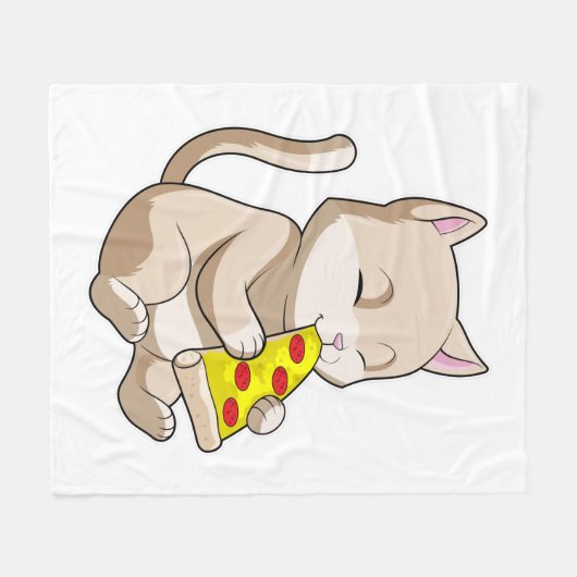 Couverture Polaire Cat with Pizza (Devant (Horizontal))