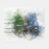 Couverture Polaire Catahoula léopard bleu en aquarelle (Devant (Horizontal))