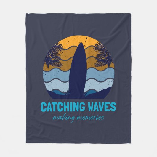 Couverture Polaire Catching Waves Retro Surboard Beach Art (Devant)