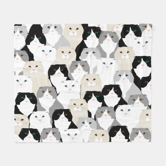 Couverture Polaire Cats et chats Blanche en polaire (Devant (Horizontal))