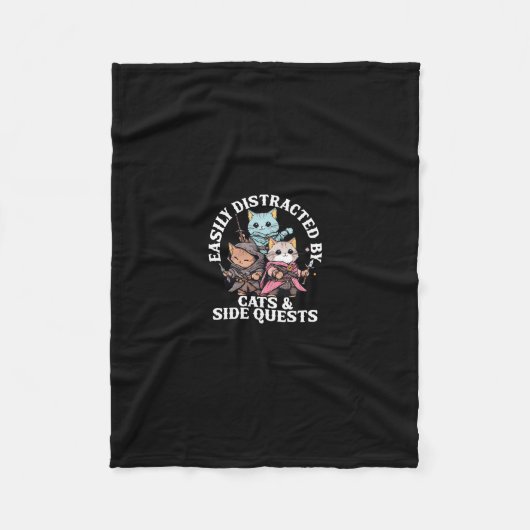 Couverture Polaire Cats Side Quest Distracted Tabletop Funny Men Wome (Devant)