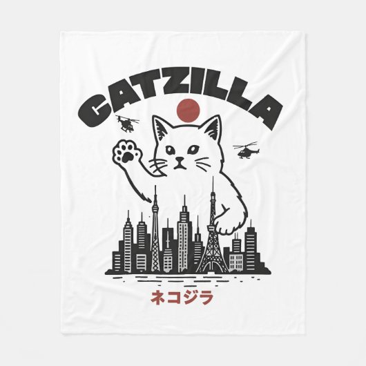 Couverture Polaire Catzilla - Drôle Chat Godzilla Parodie (Devant)