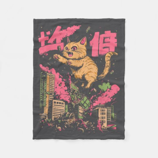 Couverture Polaire Catzilla Funny Giant Cat Monster Kaiju Japanese Ka (Devant)
