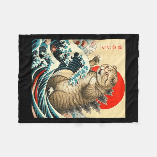 Couverture Polaire Catzilla Scottish Pold Cat japonais cadeaux d'art  (Devant (Horizontal))
