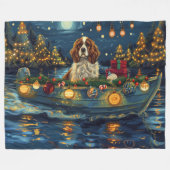 Couverture Polaire Cavalier King Charles Noël Festive Voyage (Devant (Horizontal))