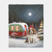 Couverture Polaire Cavalier King Charles Spaniel Caravane Noël (Devant)