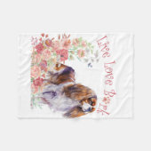Couverture Polaire Cavalier King Charles Spaniel Chien Maman Florale (Devant (Horizontal))