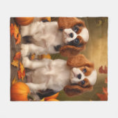 Couverture Polaire Cavalier King Charles Spaniel Chiot Citrouille d'a (Devant (Horizontal))