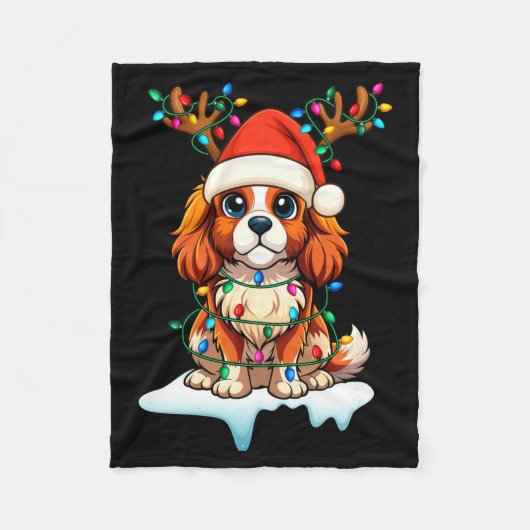 Couverture Polaire Cavalier King Charles Spaniel Christmas Reindeer P (Devant)