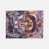 Couverture Polaire Cavalier King Charles Spaniel Dog Valentine's Day (Devant (Horizontal))
