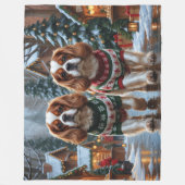 Couverture Polaire Cavalier King Charles Spaniel Dogs Christmas Snow  (Devant)